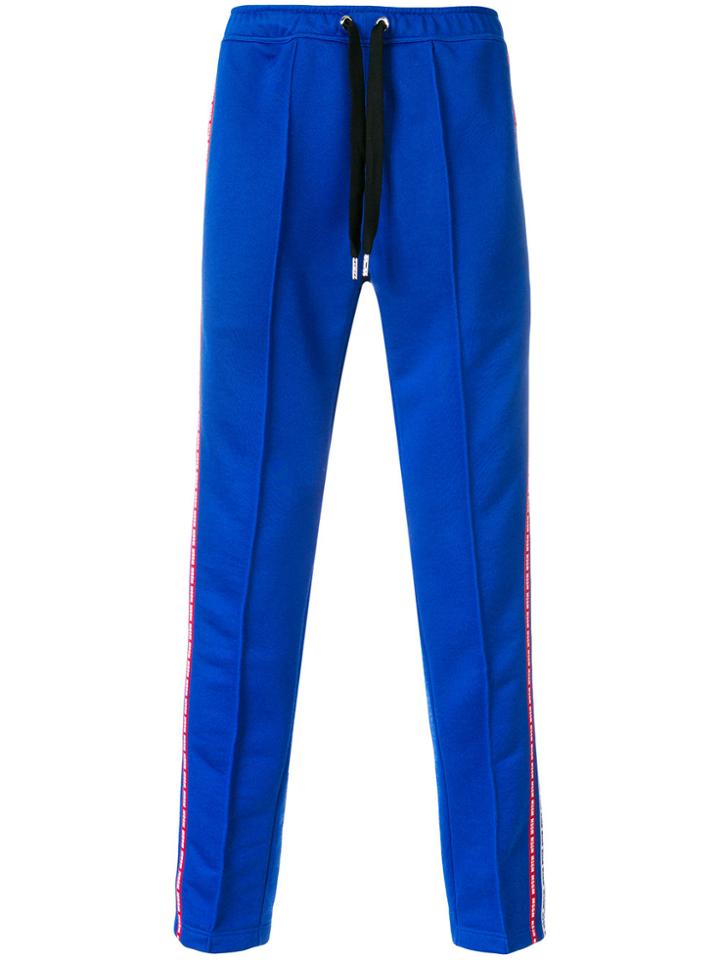 Msgm Brand Stripe Track Trousers - Blue