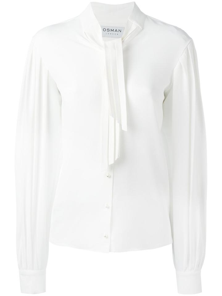 Osman Tie-neck Shirt, Women's, Size: 8, White, Acetate/silk