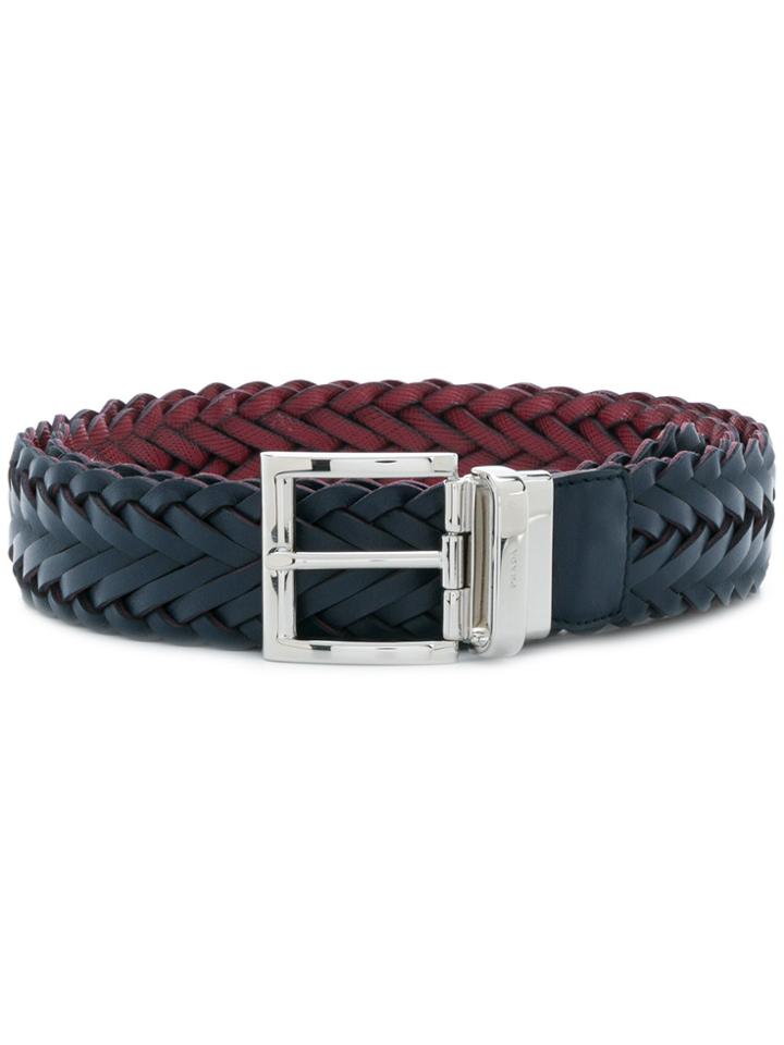 Prada Woven Buckled Belt - Blue