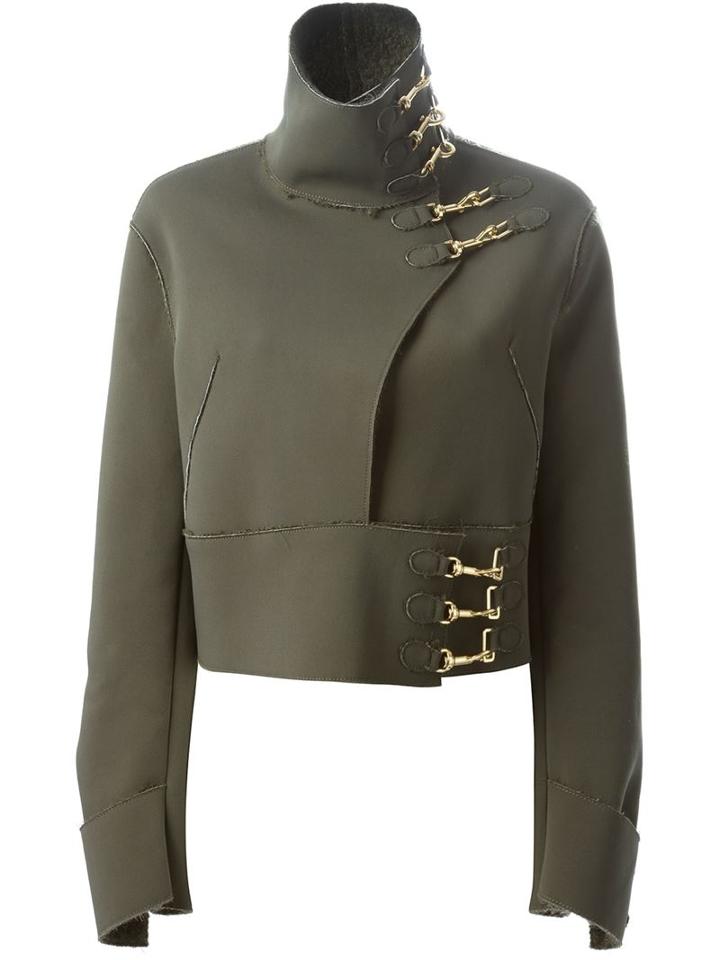 Esteban Cortazar Cropped Jacket, Women's, Size: 42, Green, Silk/polyamide/wool