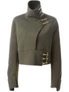 Esteban Cortazar Cropped Jacket, Women's, Size: 42, Green, Silk/polyamide/wool