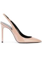 Saint Laurent Anja 105 Slingback Pumps - Nude & Neutrals