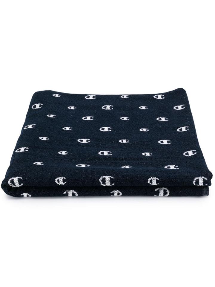 Champion Logo Print Beach Towel - Blue