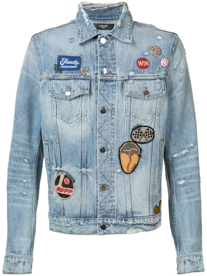 Amiri - Embroidered Denim Jacket - Men - Cotton - M, Blue, Cotton
