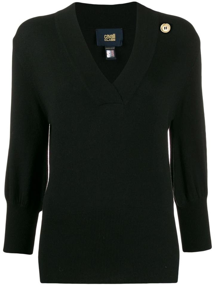 Cavalli Class V-neck Jumper - Black