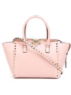 Valentino - 'rockstud' Trapeze Tote - Women - Calf Leather/metal (other) - One Size, Women's, Pink/purple, Calf Leather/metal (other)