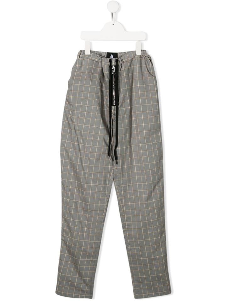 Natasha Zinko Kids Teen Checked Straight-fit Trousers - Grey