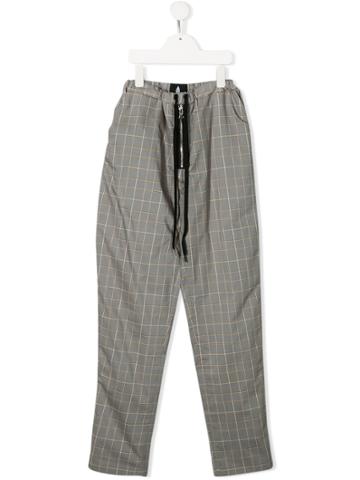 Natasha Zinko Kids Teen Checked Straight-fit Trousers - Grey