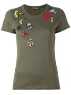 Alexander Mcqueen 'obsession' Embroidered T-shirt, Women's, Size: 40, Green, Cotton/plastic/polyester/glass