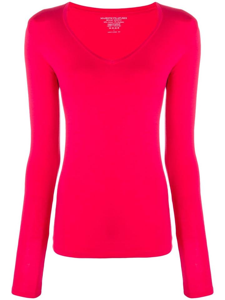 Majestic Filatures V-neck Long-sleeved T-shirt - Pink & Purple