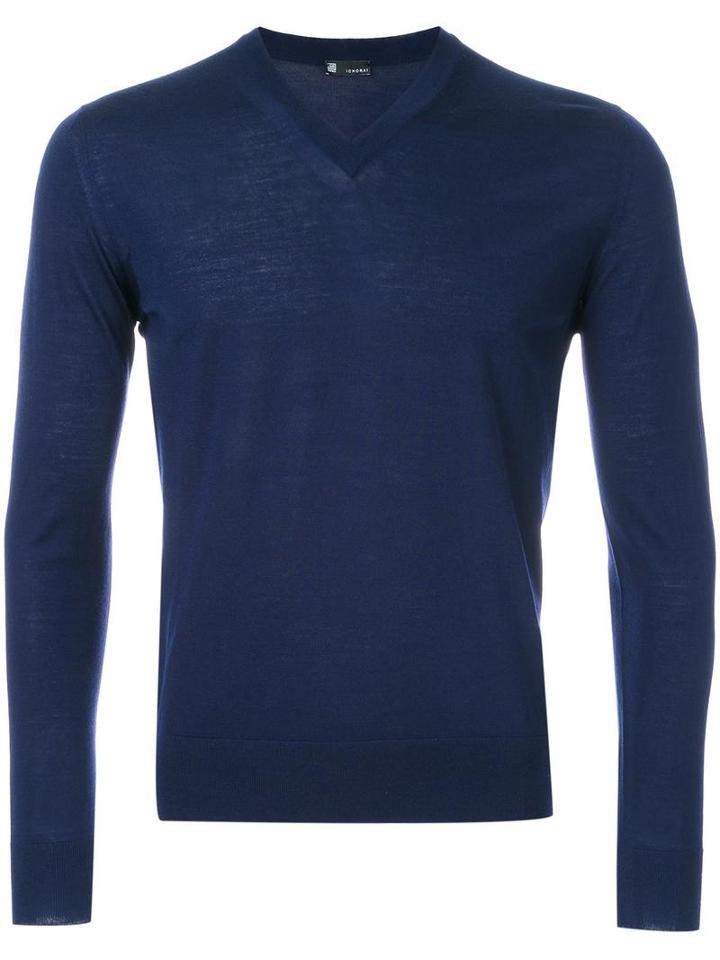 Strasburgo V-neck Jumper, Men's, Size: 46, Blue, Cashmere