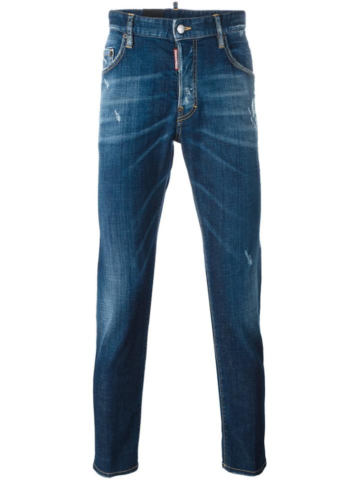 Dsquared2 'skater' Jeans, Men's, Size: 54, Blue, Cotton/spandex/elastane/calf Leather