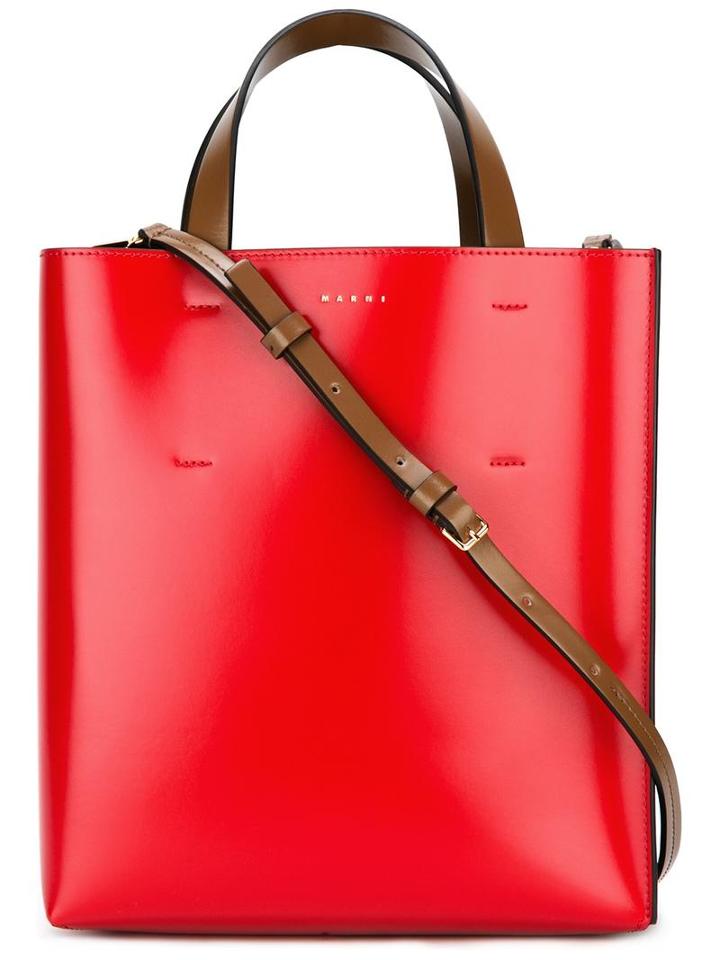Marni Small Museo Tote, Women's, Brown, Calf Leather