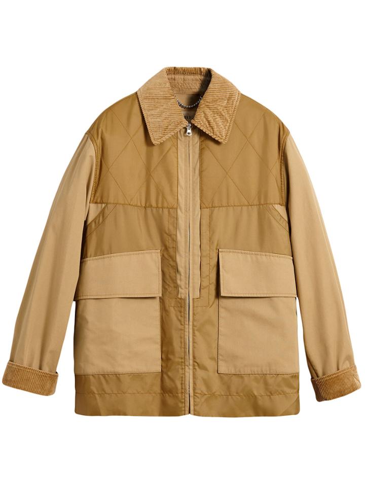 Burberry Quilted Panel Cotton Blend Jacket - Brown