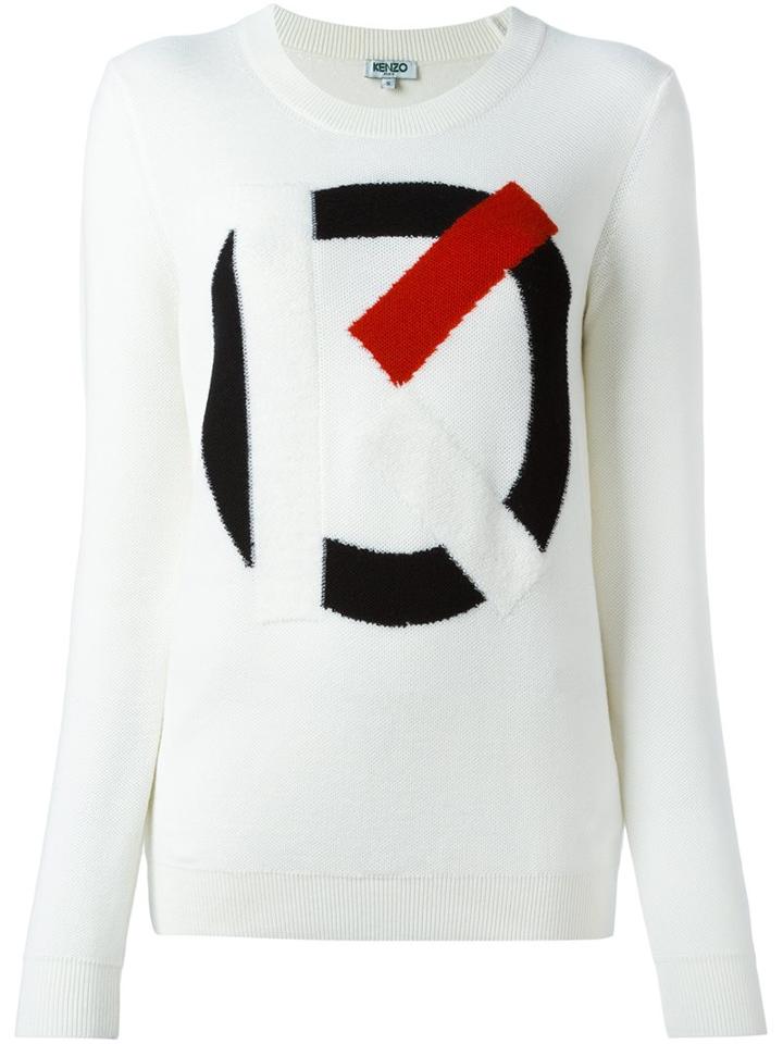 Kenzo K Intarsia Jumper, Women's, Size: Xs, White, Wool