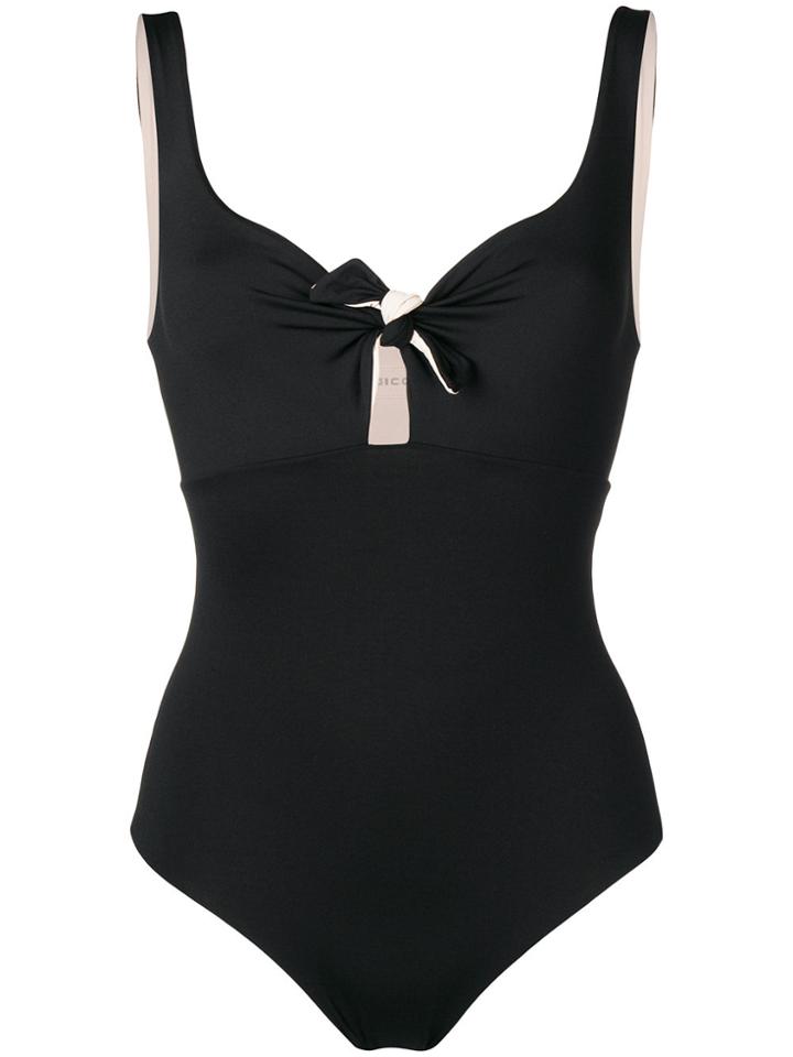 Fisico Tie Front Swimsuit - Black