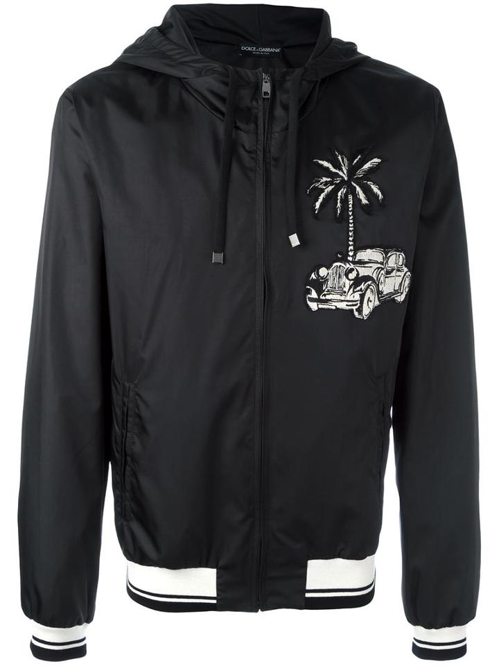 Car & Palm Patch Jacket, Men's, Size: 52, Black, Polyester, Dolce & Gabbana
