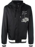 Car & Palm Patch Jacket, Men's, Size: 52, Black, Polyester, Dolce & Gabbana