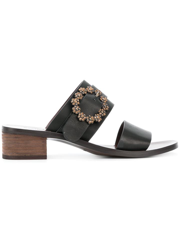 See By Chloé Brooch Slider Sandals - Black