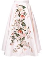 Eavis & Brown - Embroidered Full Midi Skirt - Women - Silk - S, Pink/purple, Silk