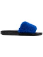 Givenchy Blue Fur Strap Slides
