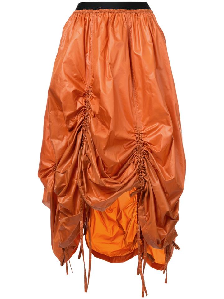 Taylor Ruched Mid-length Skirt - Yellow & Orange