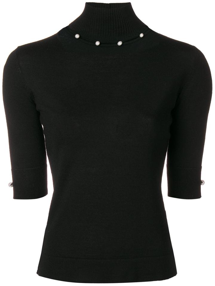 Blumarine Pearl Neck Jumper - Black