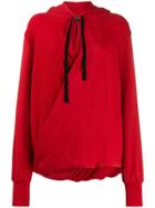 Ann Demeulemeester Wrap Front Hoodie - Red