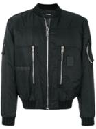 Les Hommes Zipped Bomber Jacket - Black