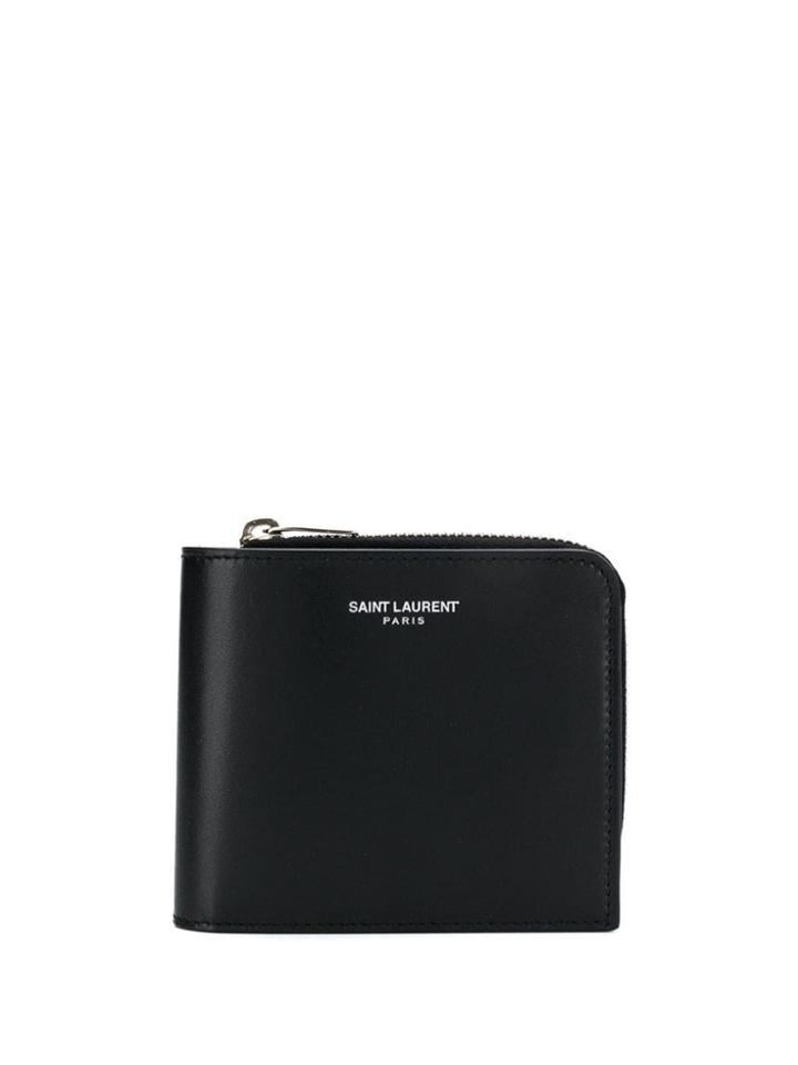 Saint Laurent Silver-tone Logo Wallet - Black