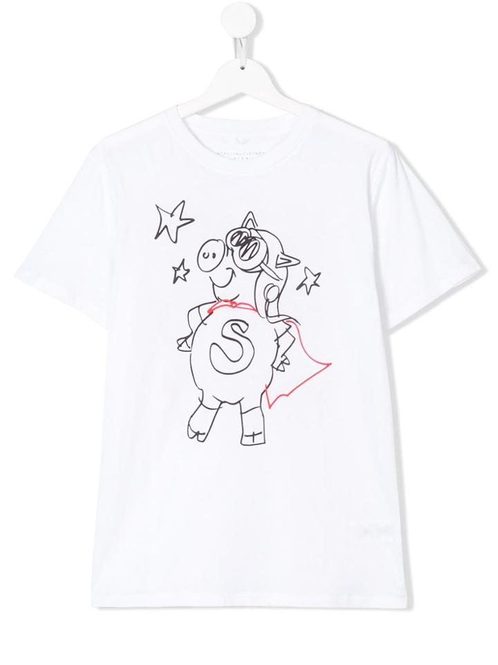 Stella Mccartney Kids Teen Superhero Pig T-shirt - White