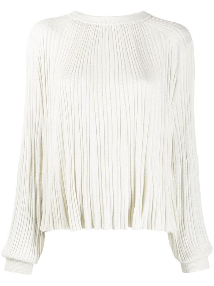 Chloé Pleated Long-sleeve Blouse - White