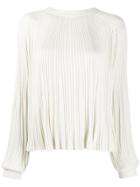 Chloé Pleated Long-sleeve Blouse - White
