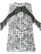 Preen By Thornton Bregazzi Grid And Floral Print Top, Women's, Size: Large, Black, Viscose