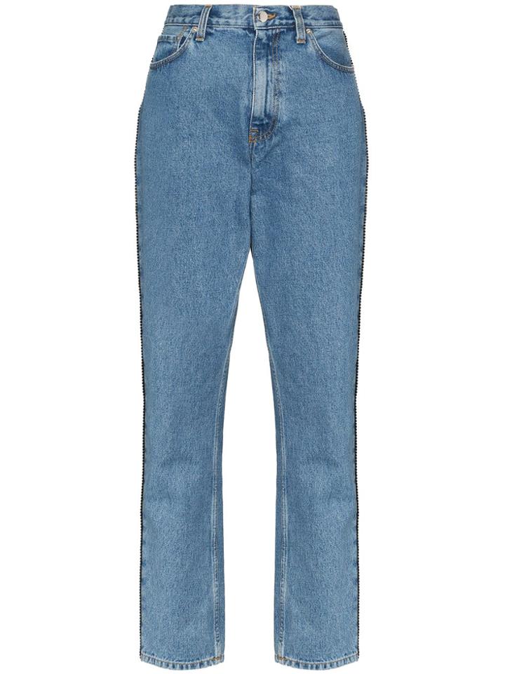 Christopher Kane Crystal-embellished Straight-leg Jeans - Blue