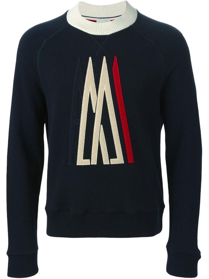 Moncler X Ami Embroidered Logo Sweater, Men's, Size: Xl, Blue, Cotton/polyamide