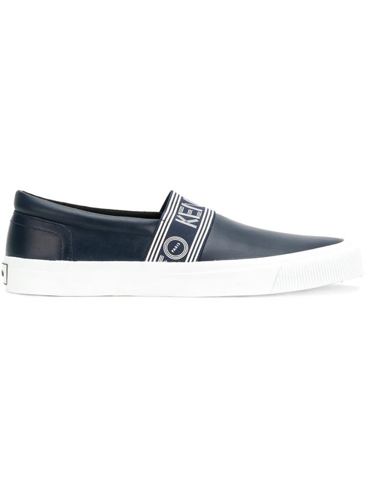 Kenzo Logo Stripe Slip-on Sneakers - Blue