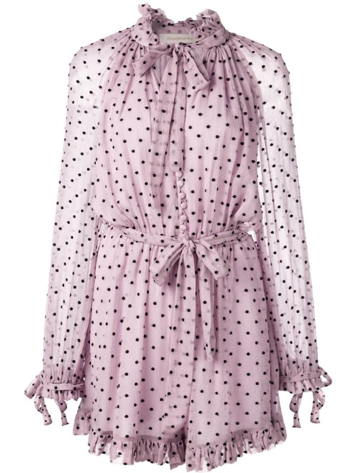 Zimmermann Polka Dot Print Playsuit - Purple