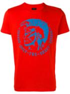 Diesel Logo Print T-shirt, Men's, Size: Xl, Red, Cotton