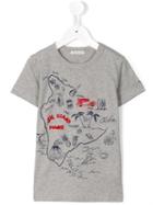 Moncler Kids Map Print T-shirt, Boy's, Size: 6 Yrs, Grey