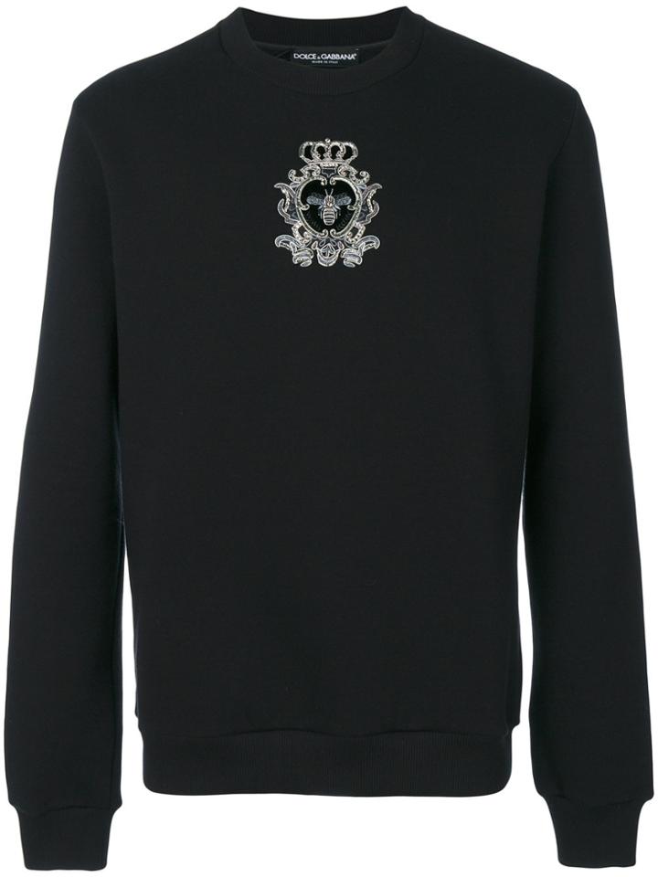 Dolce & Gabbana Bead Embroidered Crowned Bee Sweatshirt - Black