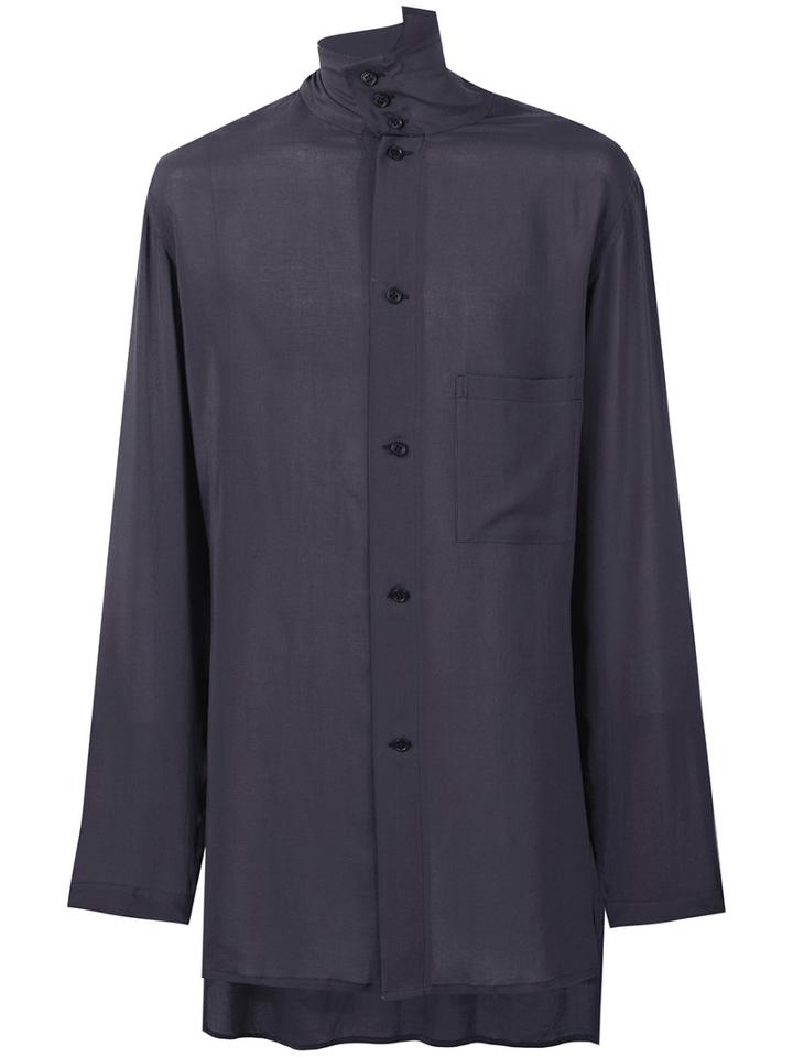Yohji Yamamoto - Band Collar Shirt - Men - Tencel - 3, Grey, Tencel