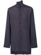 Yohji Yamamoto - Band Collar Shirt - Men - Tencel - 3, Grey, Tencel