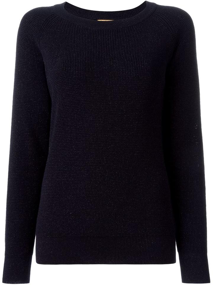 Peter Jensen Metallic Thread Sweater, Women's, Size: L, Blue, Cotton/polyester/metallized Polyester