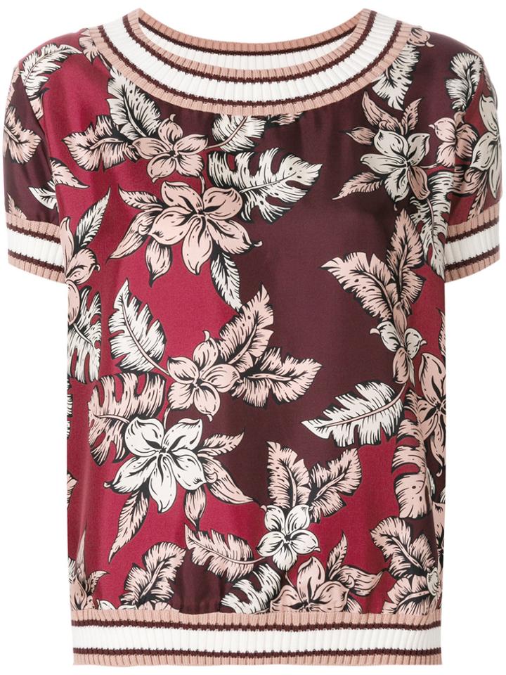Moncler Short-sleeve Floral Blouse - Pink & Purple