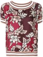 Moncler Short-sleeve Floral Blouse - Pink & Purple