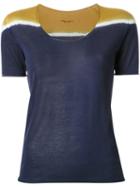 Roberto Collina Tri-tone Shortsleeved Knit T-shirt, Women's, Size: Xs, Blue, Cotton