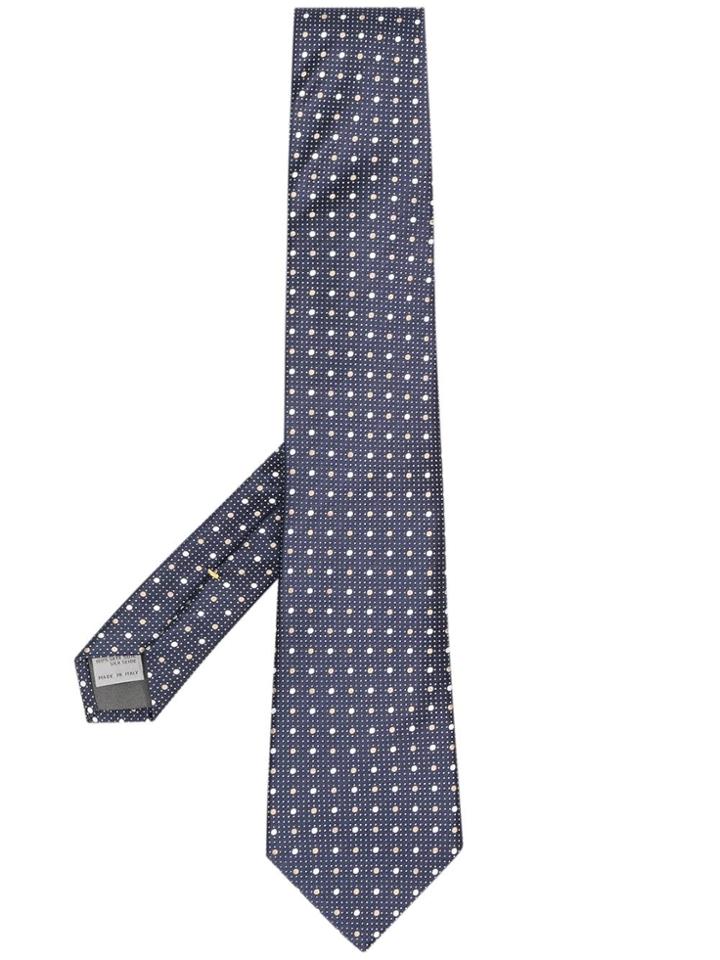Canali Polka Dot Patterned Tie - Blue