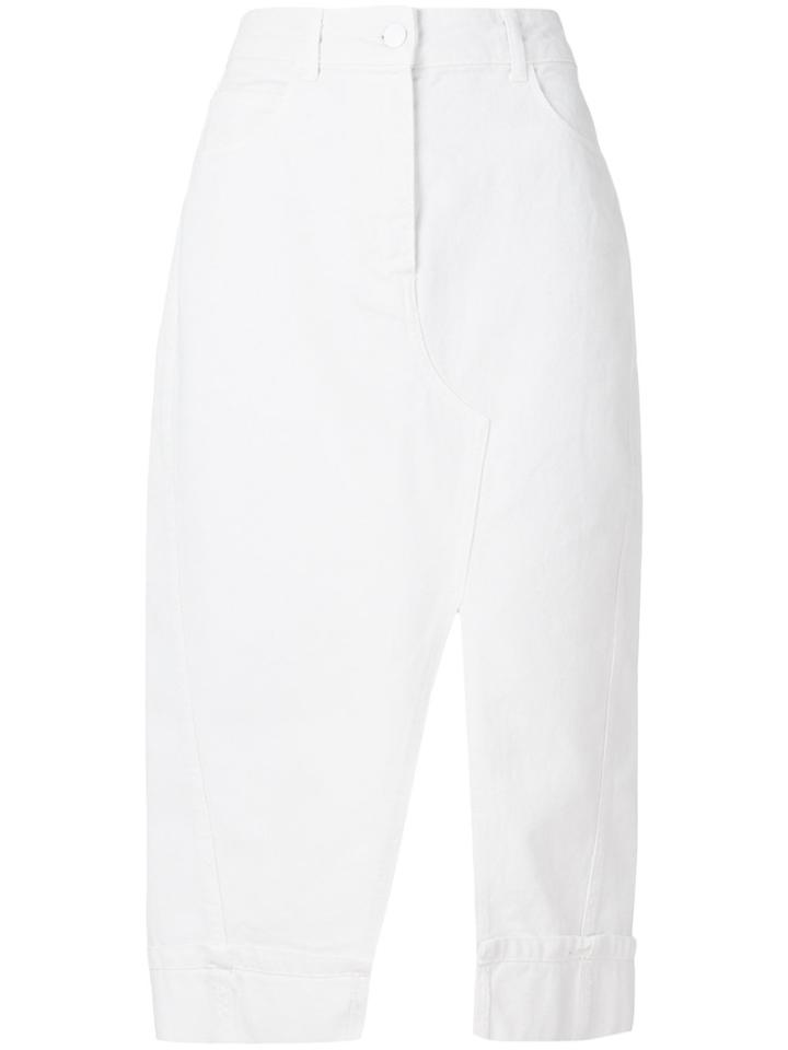 Erika Cavallini Front Slit Denim Skirt - Nude & Neutrals