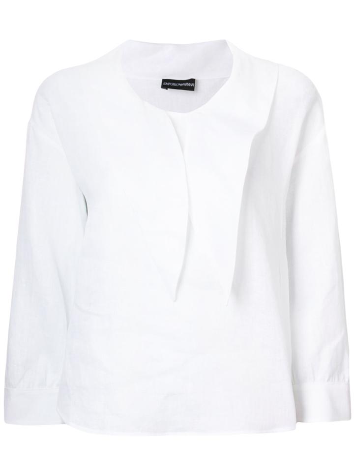 Emporio Armani Pointed-collar Bouse - White